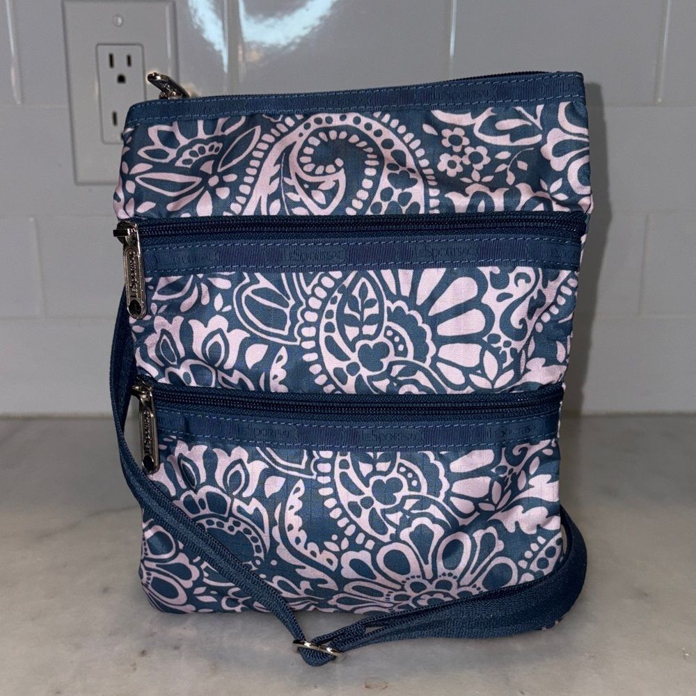 LeSportsac 3-Zip Crossbody Bag Lightweight Ripstop Nylon Travel Purse